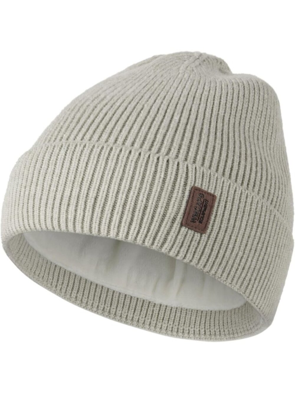 Unisex Light Grey Winter Beanie For Soft Fleece Lined Knit Ski Hat Warm Cap